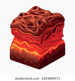 Illustration of an Isometric Landscape with Trees and Mountains lava in the Background