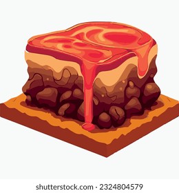 Illustration of an Isometric Landscape with Trees and Mountains lava in the Background
