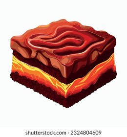 Illustration of an Isometric Landscape with Trees and Mountains lava in the Background