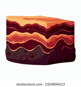 Ilustración de un paisaje isométrico con árboles y montañas de lava en el fondo
