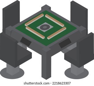 Illustration of isometric mahjong table