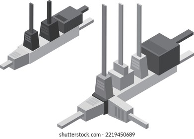 Illustration of isometric octopus leg wiring