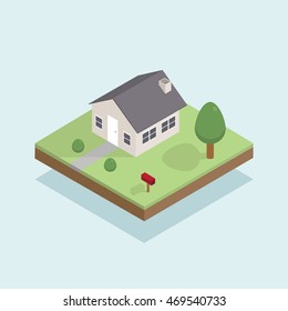 Illustration of Isometric small house, Vector Property Set