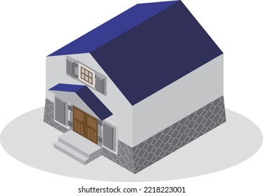 Illustration of an isometric storehouse building