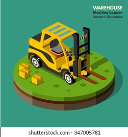 Illustration isometric style, Warehouse work , for your design