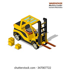 Illustration isometric style, Warehouse work , for your design