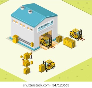Illustration isometric style, Warehouse work , for your design