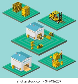 Illustration isometric style, Warehouse work , for your design
