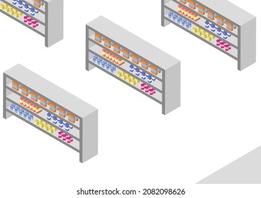illustration of isometric supermarket shop