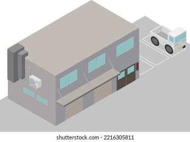 Illustration Of An Isometric Town Factory Building