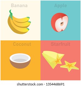 Illustration of isometric tropical fruit set vector icon illustration - Vector