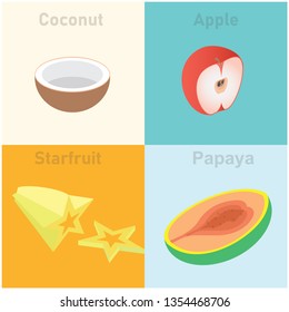 Illustration of isometric tropical fruit set vector icon illustration - Vector