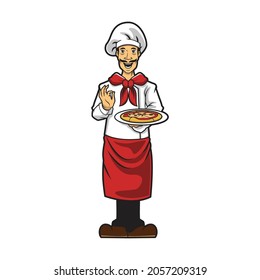 illustration of italian chef cartoon vector design