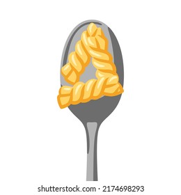 Illustration of Italian pasta on spoon. Culinary image for menu of restaurants.