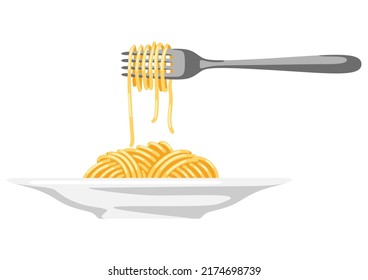 Illustration of Italian pasta spaghetti. Culinary image for menu of restaurants.