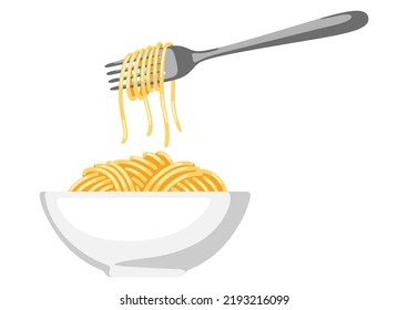 Ilustración de spaghetti de pasta italiana. Imagen culinaria de la carta de restaurantes.