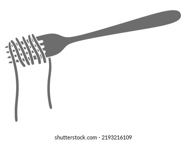 Illustration of Italian pasta spaghetti on fork. Culinary image for menu of restaurants.
