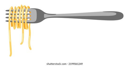 Illustration of Italian pasta spaghetti on fork. Culinary image for menu of restaurants.