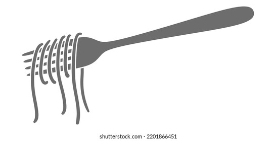 Illustration of Italian pasta spaghetti on fork. Culinary image for menu of restaurants.