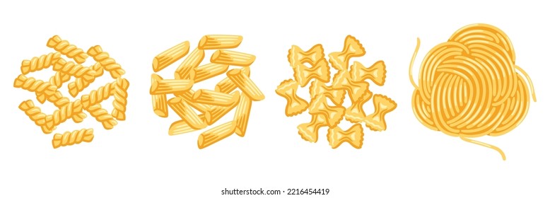 Illustration of Italian various pasta. Culinary image for menu and restaurants.