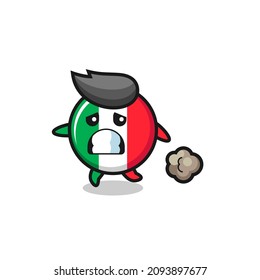 illustration of the italy flag running in fear , cute style design for t shirt, sticker, logo element