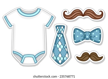 Illustration of Items Commonly Worn by Baby Boys