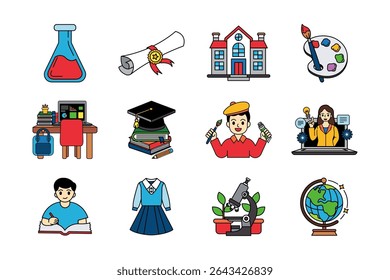 illustration items of school collection