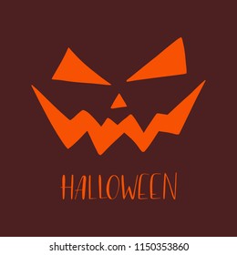 Illustration of a Jack o' Lantern with only two colors showing the lit face.