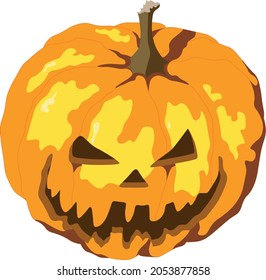 Illustration of Jack s pumpkin on a white background, Jack s lantern. Vector image for Halloween celebration, ready to use, eps. For your design