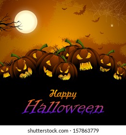 illustration of jack-o-lantern pumpkin in Halloween night