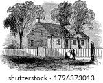 An illustration of the Jacob Purdy House. This house, was used as General George Washington