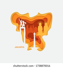 Illustration of jakarta indonesia paper cut