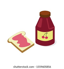 Illustration of a jam jar and bread