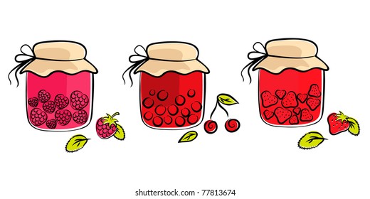 Illustration of jam jars collection