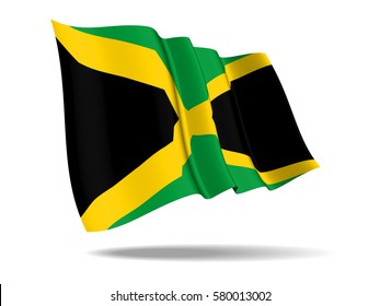 illustration Jamaica flag waving Isolated on White Background,vector
