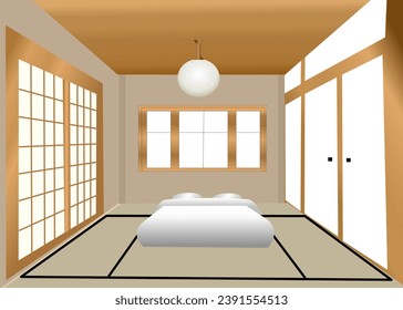 Ilustración de la decoración de la habitación Jamming en estilo muji diseño interior mínimo 