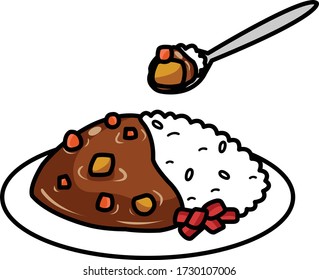 Illustration of Japan curry with rice.
