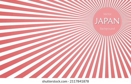 Illustration of Japan Flag Vector Background. Asian Japanese Flag with Red Sun Stripes. Retro Style Japan Flag Sunburst Effect Vector Background. Abstract Pink rays background. Vector illustration.