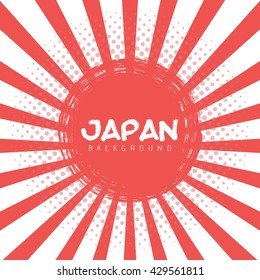 Illustration of Japan Flag Vector Background. Retro Style Sunburst Effect
