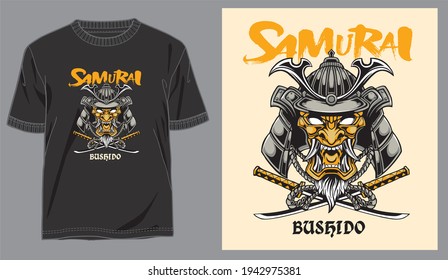 illustration japan samurai vector for design t shirt concept