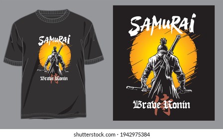 illustration japan samurai vector for design t shirt concept