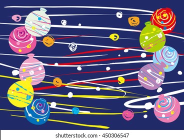 Illustration of Japan in the summer of water balloon