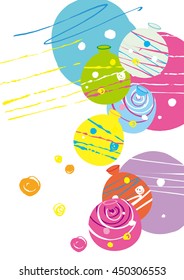 Illustration of Japan in the summer of water balloon