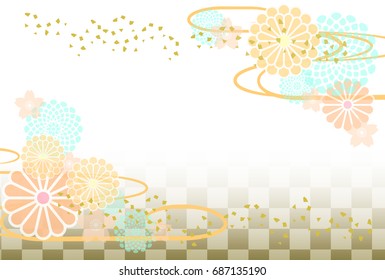 Illustration of Japanese background, chrysanthemum
