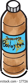 Illustration of Japanese barley tea for plastic bottle beverage 