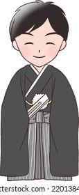 Illustration of a Japanese bridegroom wearing a kimono