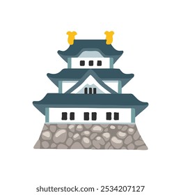 Illustration of Japanese Castle. Edo Tokyo. isolated castle building emoji illustration.  