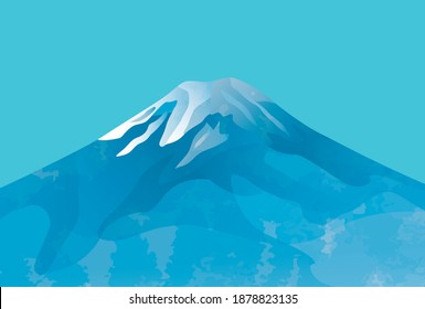 Illustration of Japanese cherry blossoms and Mt. Fuji