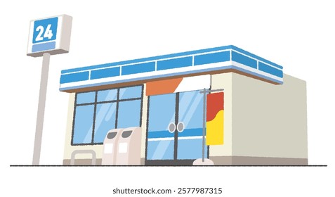Illustration of a Japanese convenience store