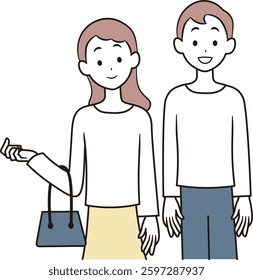 Illustration of a Japanese couple on a trip